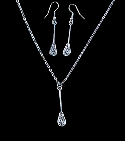 SSET - Silver Lacrosse Earring and Necklace Set